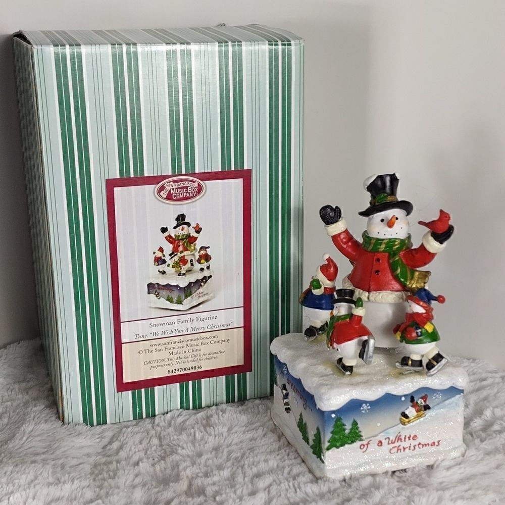 Musical Snowman Family Spinning Figurine